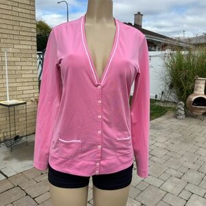 ADIDAS Golf Climalite Brushed Cardigan, Womens Sz Medium, Pink,